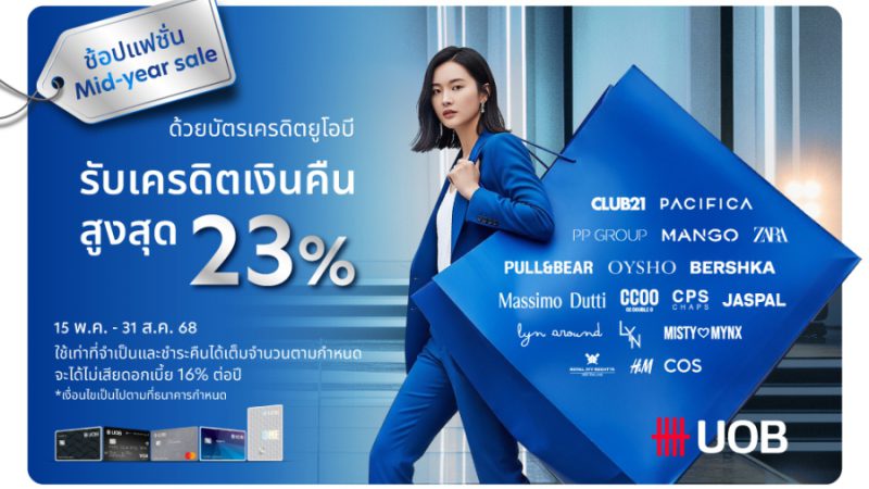 ยูโอบีจับมือ 40 แบรนด์แฟชั่นชั้นนำ มอบเครดิตเงินคืนรวมสูงสุด 23%